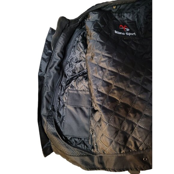 Milano Sport Mens Motorcycle Jacket Med Black Red Padded Detachable Liner - Picture 13 of 16